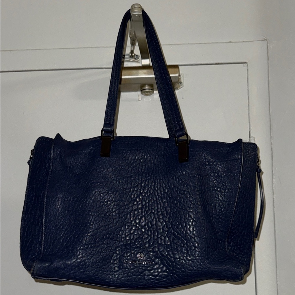 Vince Camuto Deep Navy Pebbled Leather Shoulder Bag